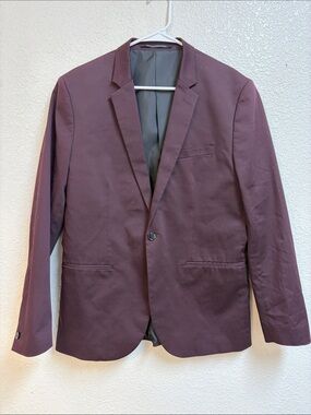 H&M Men's Burgundy Single-Button Blazer